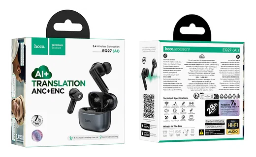 Hoco Draadloze Oordopjes Noise Cancelling AI Vertaal Functie Zwart afbeelding 7