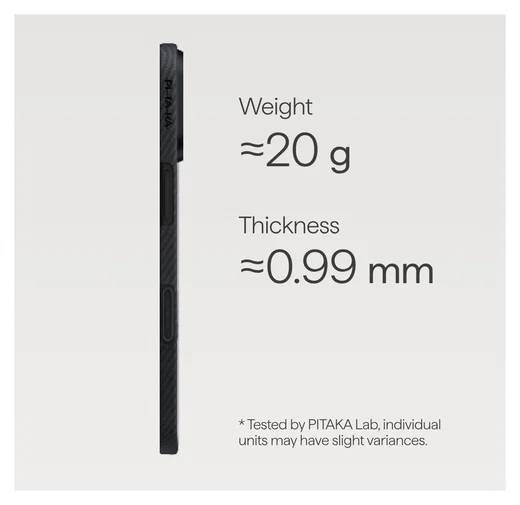 PITAKA Ultra-Slim iPhone 17 Hoesje 600D MagSafe Ultra Dun Zwart afbeelding 4