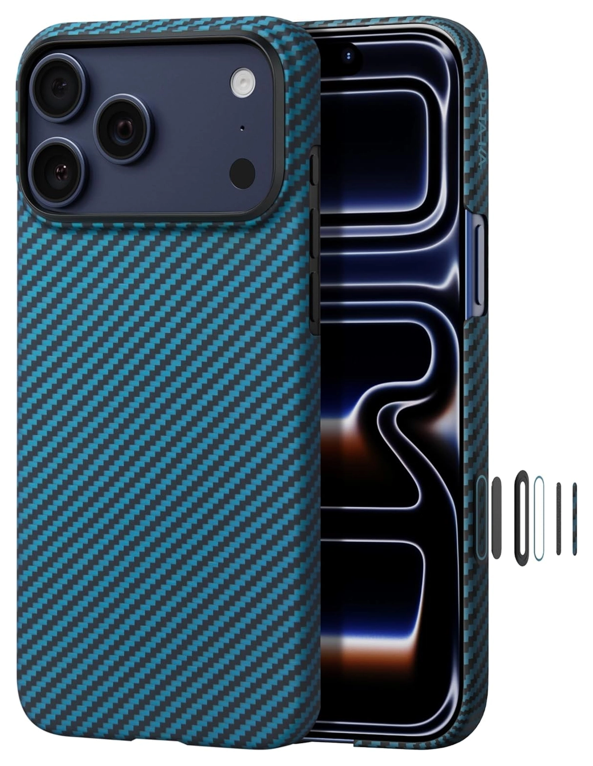 PITAKA Ultra-Slim iPhone 17 Pro Hoesje 600D MagSafe Ultra Dun Blauw Grijs afbeelding 2