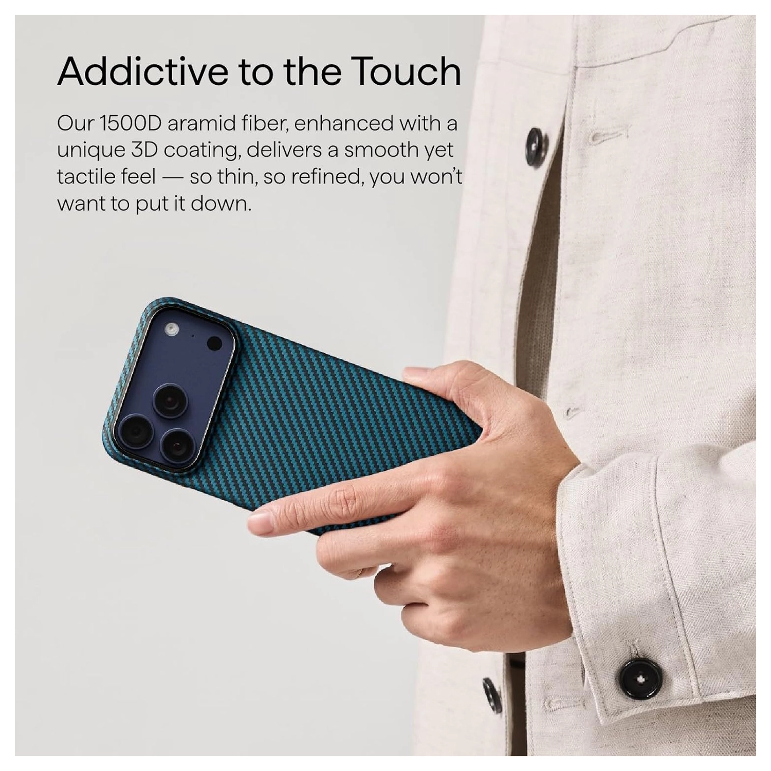 PITAKA Ultra-Slim iPhone 17 Pro Hoesje 600D MagSafe Ultra Dun Blauw Grijs afbeelding 5