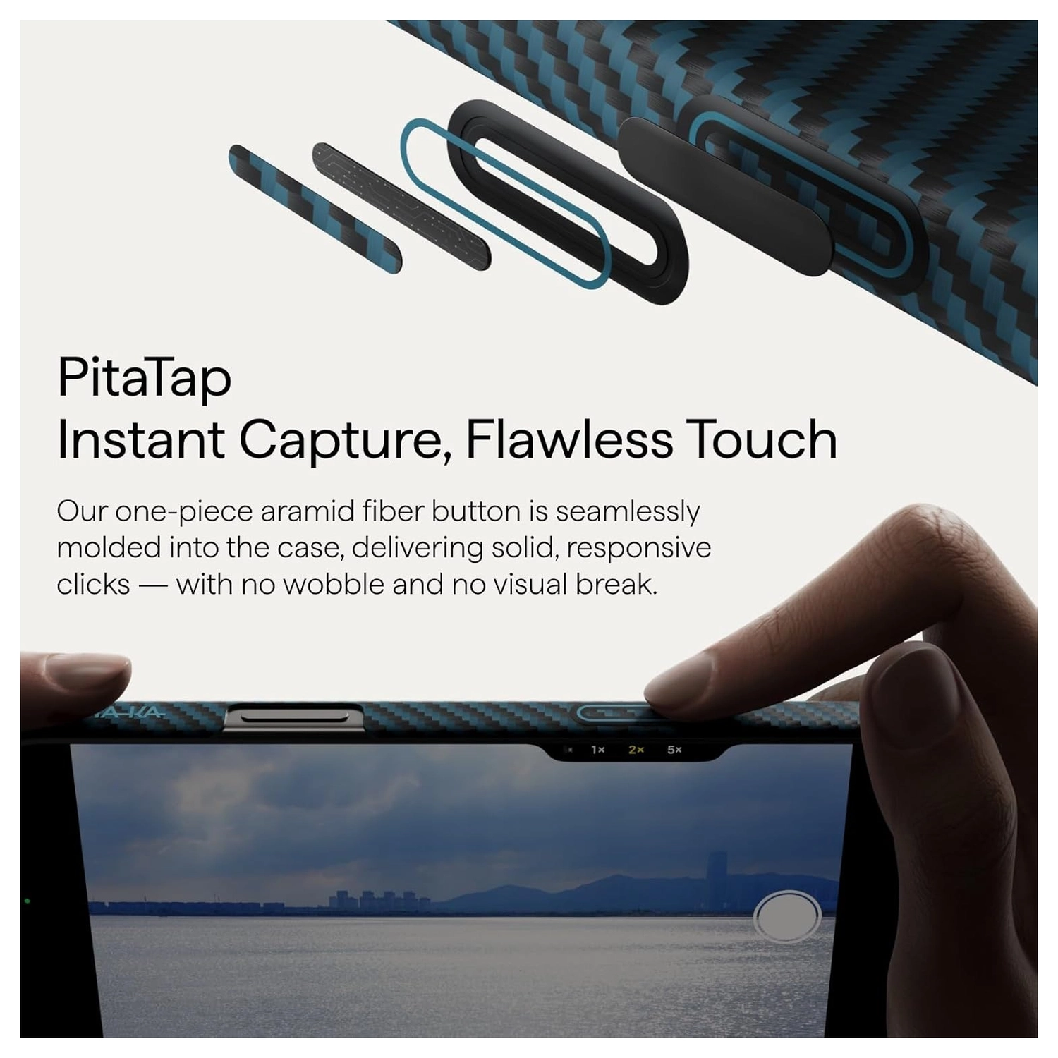 PITAKA Ultra-Slim iPhone 17 Pro Hoesje 600D MagSafe Ultra Dun Blauw Grijs afbeelding 8