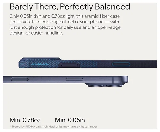 PITAKA Ultra-Slim iPhone 17 Pro Hoesje 600D MagSafe Ultra Dun Horizon afbeelding 10