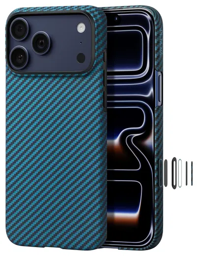 PITAKA Ultra-Slim iPhone 17 Pro Max Hoesje 600D MagSafe Ultra Dun Blauw Grijs afbeelding 2