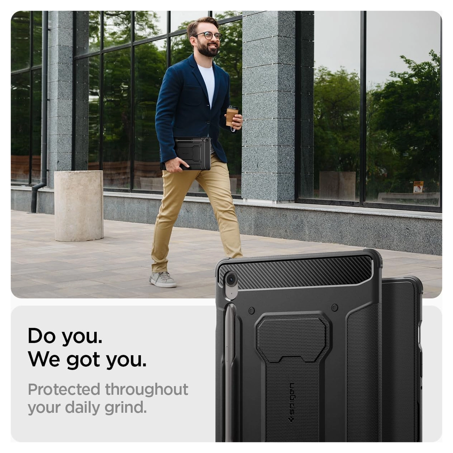 Spigen Rugged Armor Pro Samsung Galaxy Tab S10 FE Plus Hoes Book Case Zwart afbeelding 3
