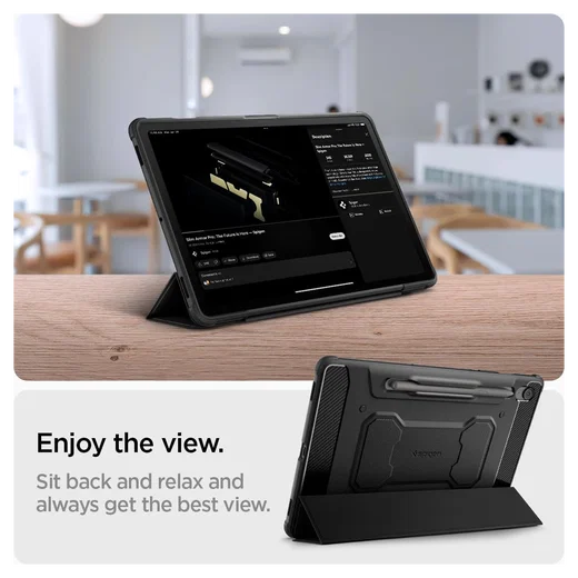 Spigen Rugged Armor Pro Samsung Galaxy Tab S10 FE Plus Hoes Book Case Zwart afbeelding 4