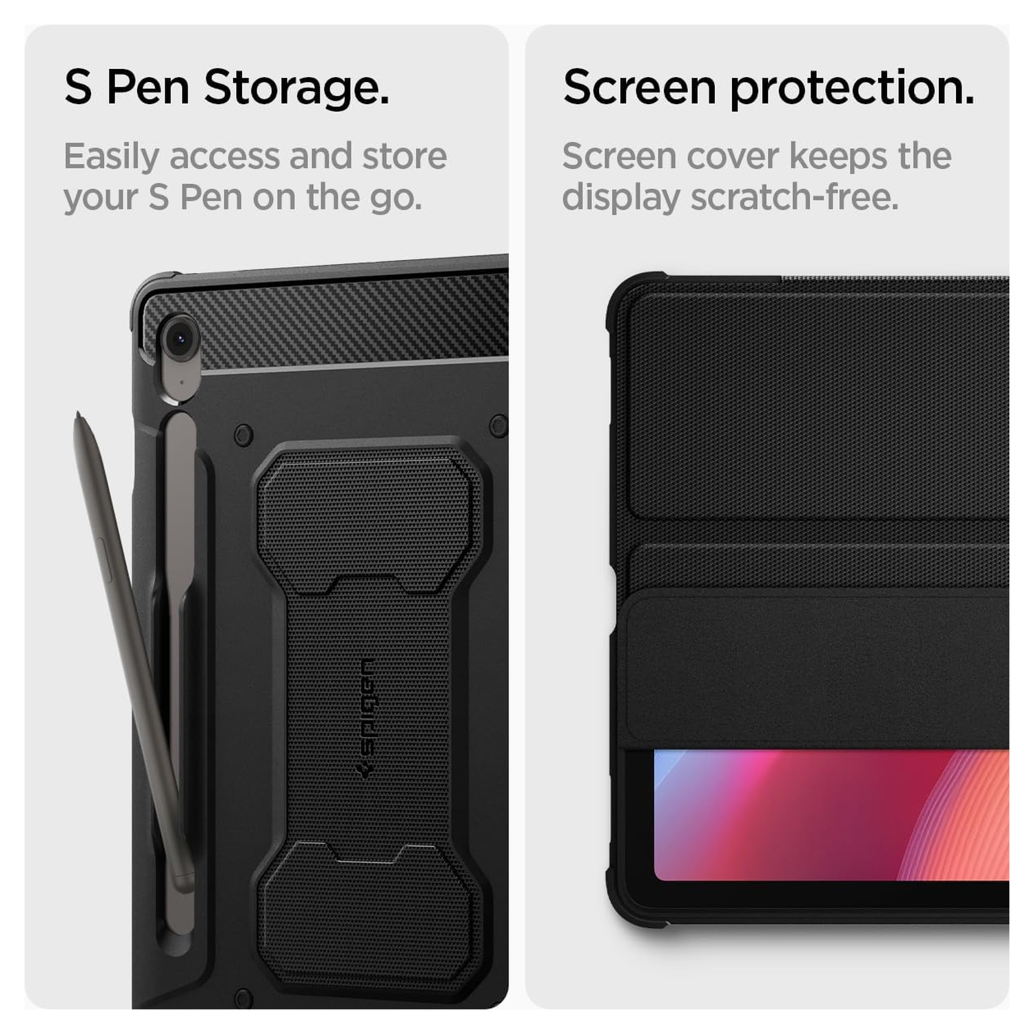 Spigen Rugged Armor Pro Samsung Galaxy Tab S10 FE Plus Hoes Book Case Zwart afbeelding 6