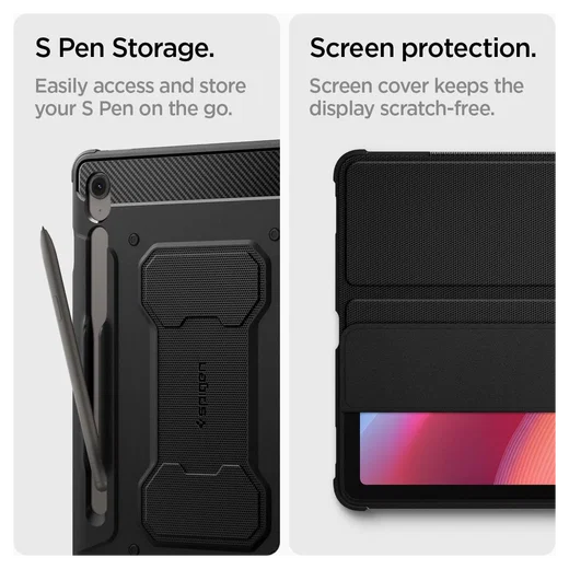 Spigen Rugged Armor Pro Samsung Galaxy Tab S10 FE Plus Hoes Book Case Zwart afbeelding 6
