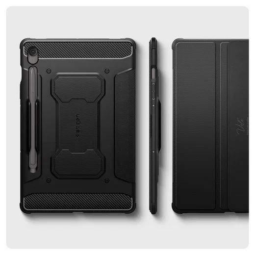 Spigen Rugged Armor Pro Samsung Galaxy Tab S10 FE Plus Hoes Book Case Zwart afbeelding 7