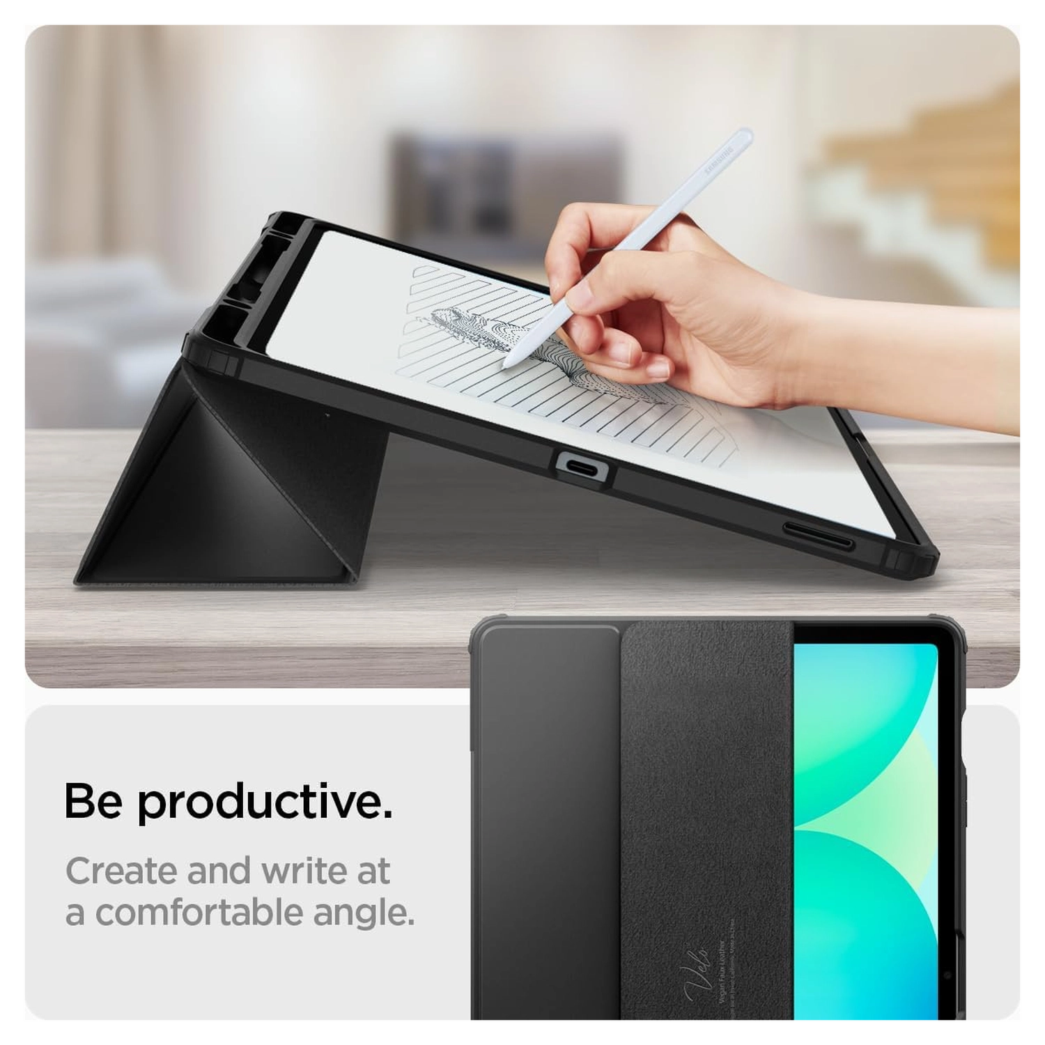 Spigen Ultra Hybrid Pro Samsung Galaxy Tab S10 FE Plus Hoes Zwart afbeelding 4