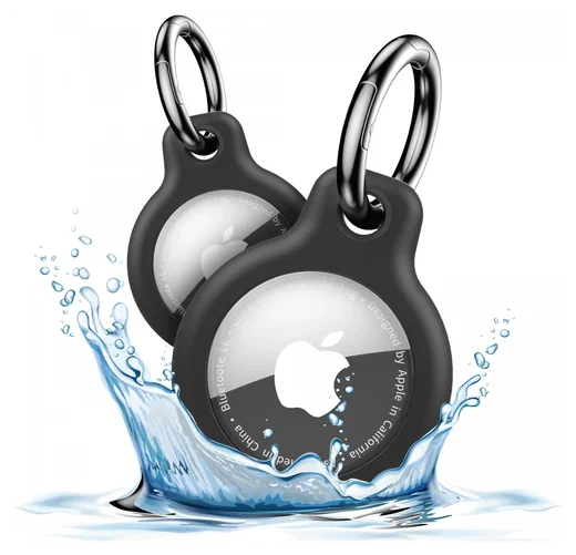 Apple AirTag TPU Sleutelhanger Hoesje Waterdicht Zwart (4-Pack) afbeelding 2