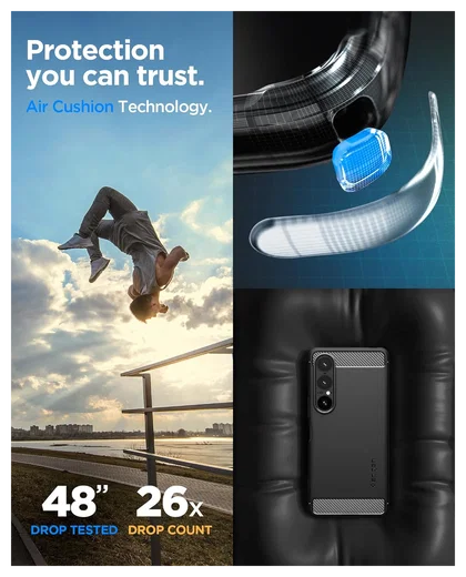 Spigen Rugged Armor Sony Xperia 1 VII Hoesje Back Cover Zwart afbeelding 2