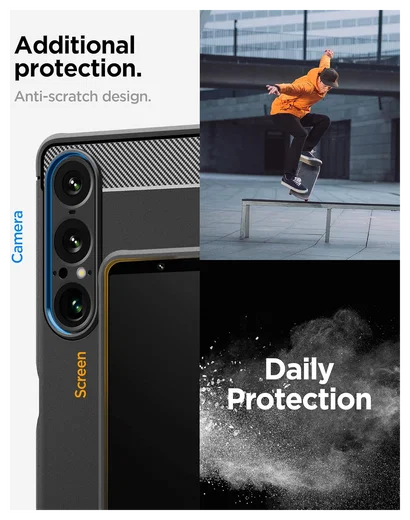 Spigen Rugged Armor Sony Xperia 1 VII Hoesje Back Cover Zwart afbeelding 3