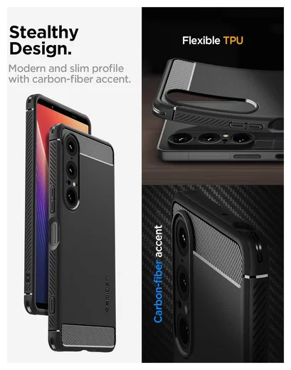 Spigen Rugged Armor Sony Xperia 1 VII Hoesje Back Cover Zwart afbeelding 4