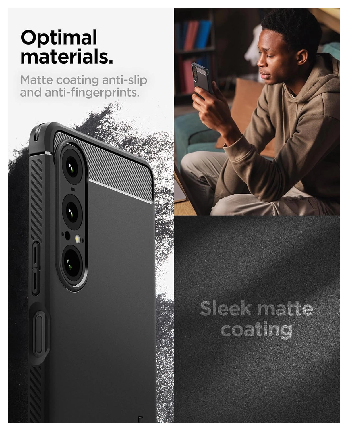 Spigen Rugged Armor Sony Xperia 1 VII Hoesje Back Cover Zwart afbeelding 5