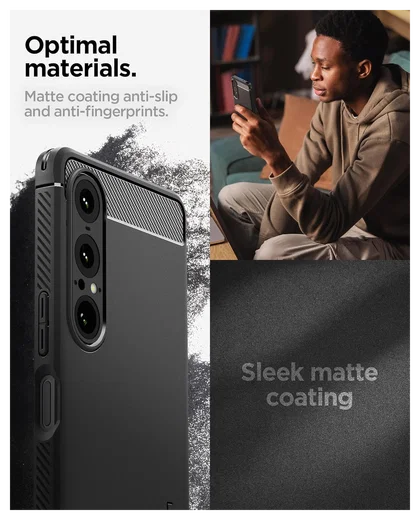 Spigen Rugged Armor Sony Xperia 1 VII Hoesje Back Cover Zwart afbeelding 5