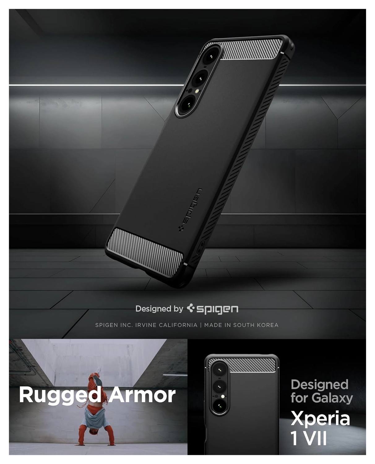 Spigen Rugged Armor Sony Xperia 1 VII Hoesje Back Cover Zwart afbeelding 6