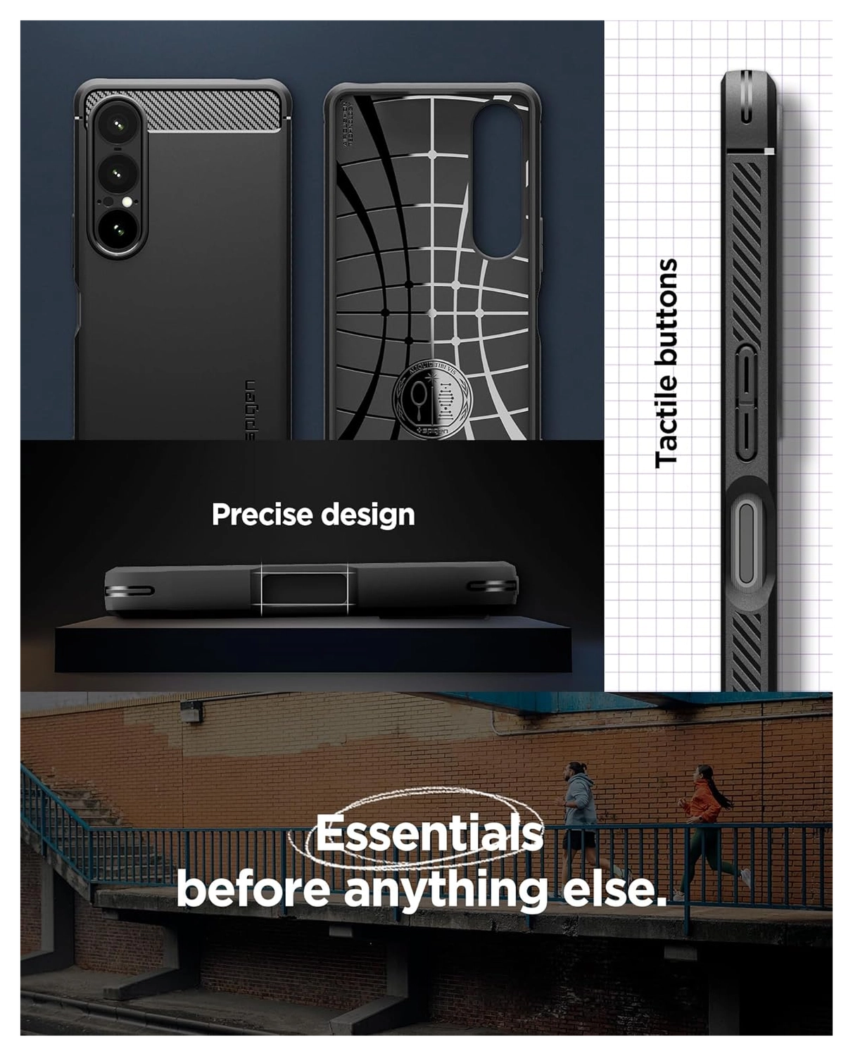 Spigen Rugged Armor Sony Xperia 1 VII Hoesje Back Cover Zwart afbeelding 7