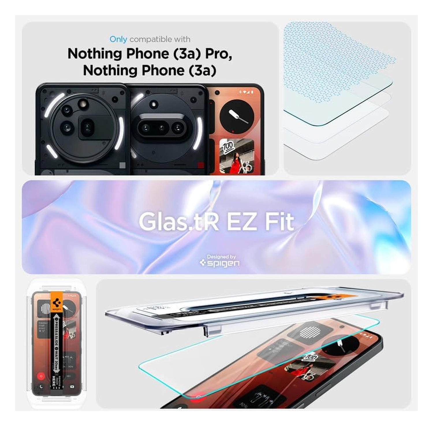Spigen EZ Fit GLAS.tR Nothing Phone (3a) / (3a) Pro Screen Protector 1-Pack afbeelding 2