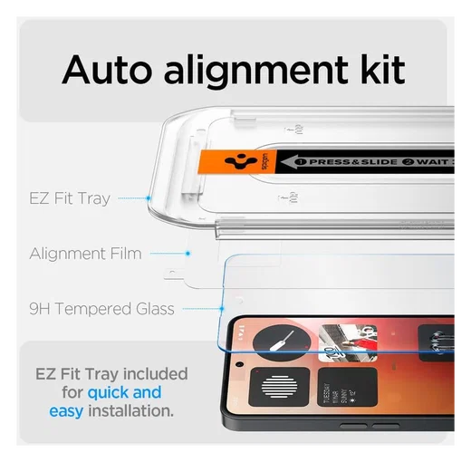 Spigen EZ Fit GLAS.tR Nothing Phone (3a) / (3a) Pro Screen Protector 1-Pack afbeelding 3