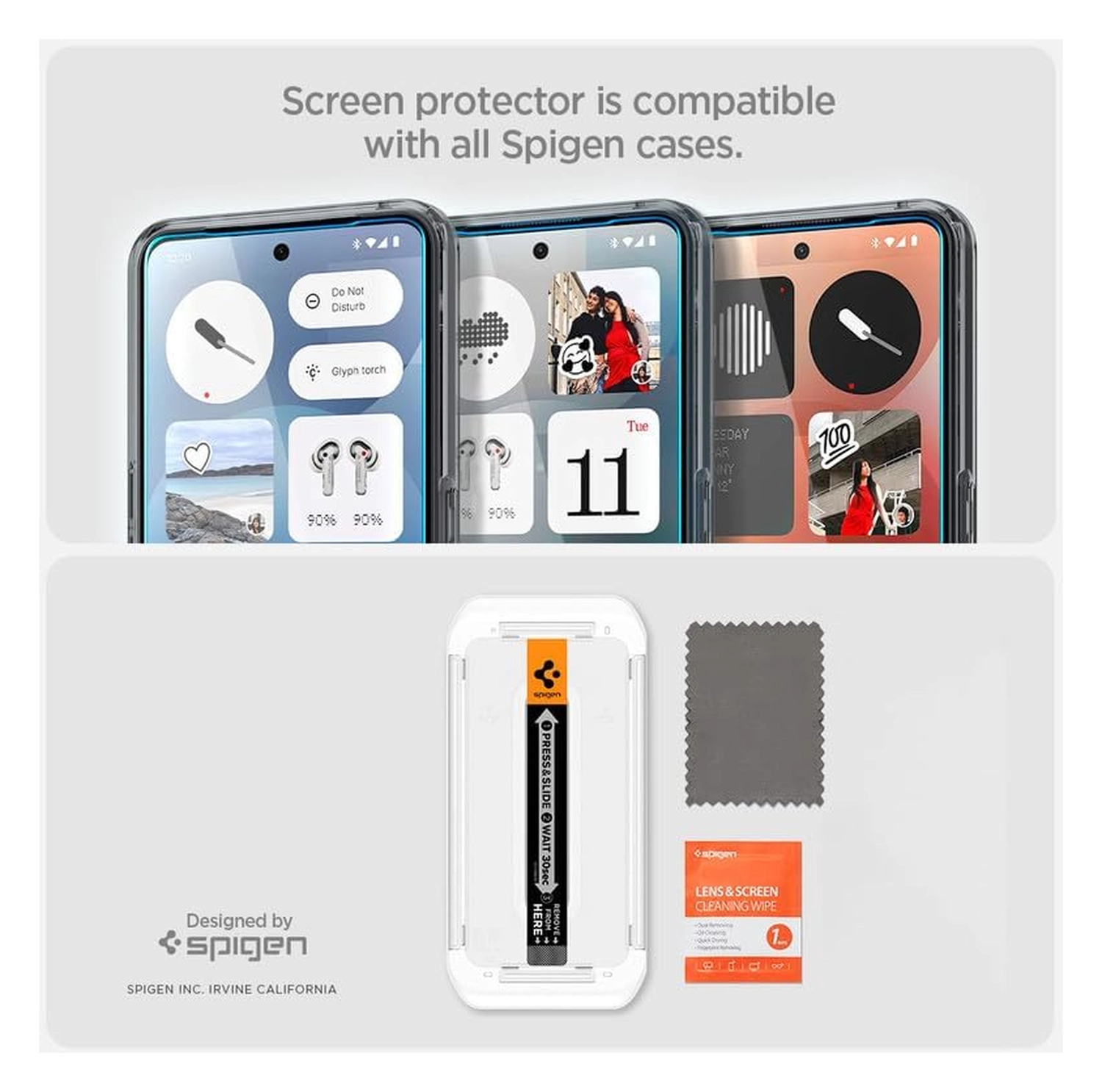 Spigen EZ Fit GLAS.tR Nothing Phone (3a) / (3a) Pro Screen Protector 1-Pack afbeelding 7