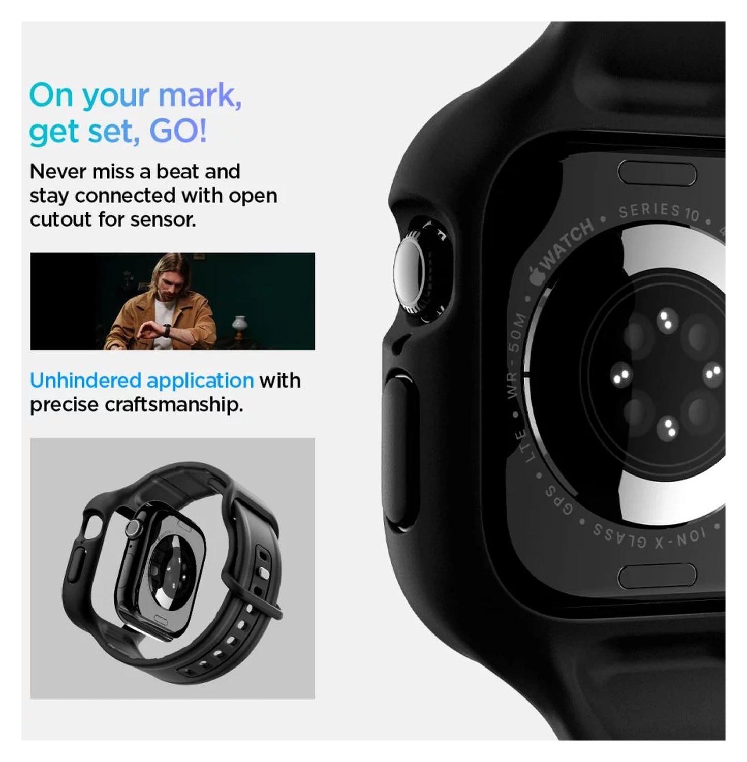 Spigen Vault Pro - Apple Watch 11/10 46MM Hoesje en Bandje - Zwart afbeelding 4