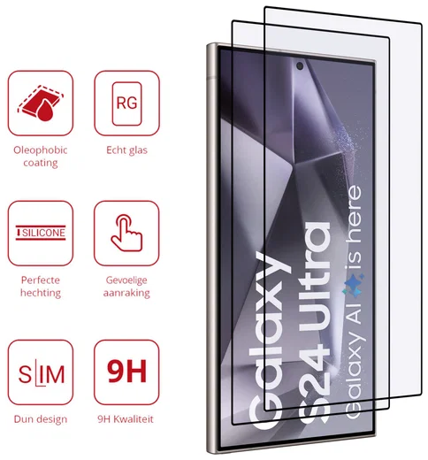 Duo Pack Rosso Samsung Galaxy S24 Ultra 9H Tempered Glass afbeelding 4