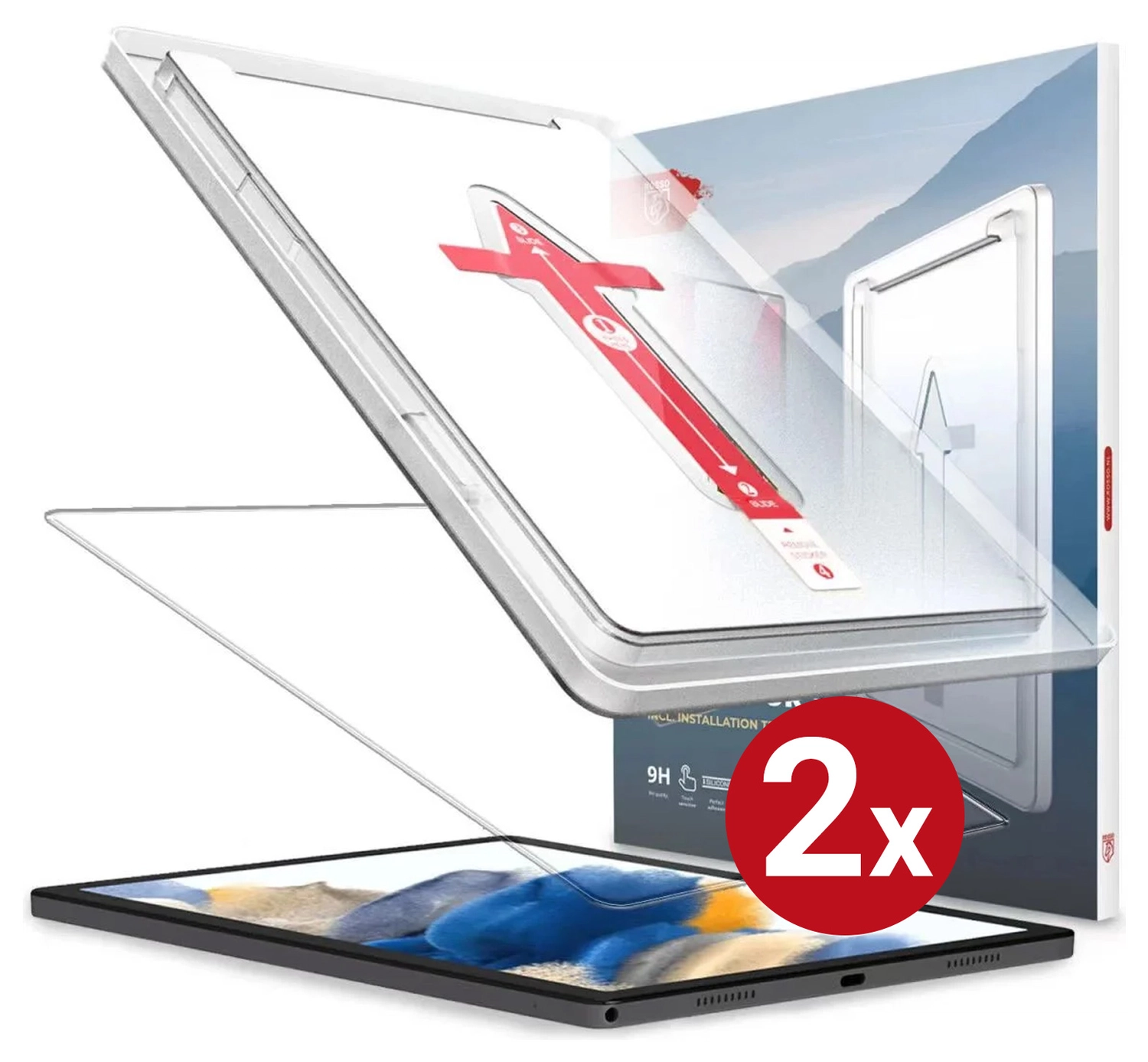 Duo Pack Rosso Samsung Galaxy Tab A11 / A9 Tempered Glass Installatietray afbeelding 10
