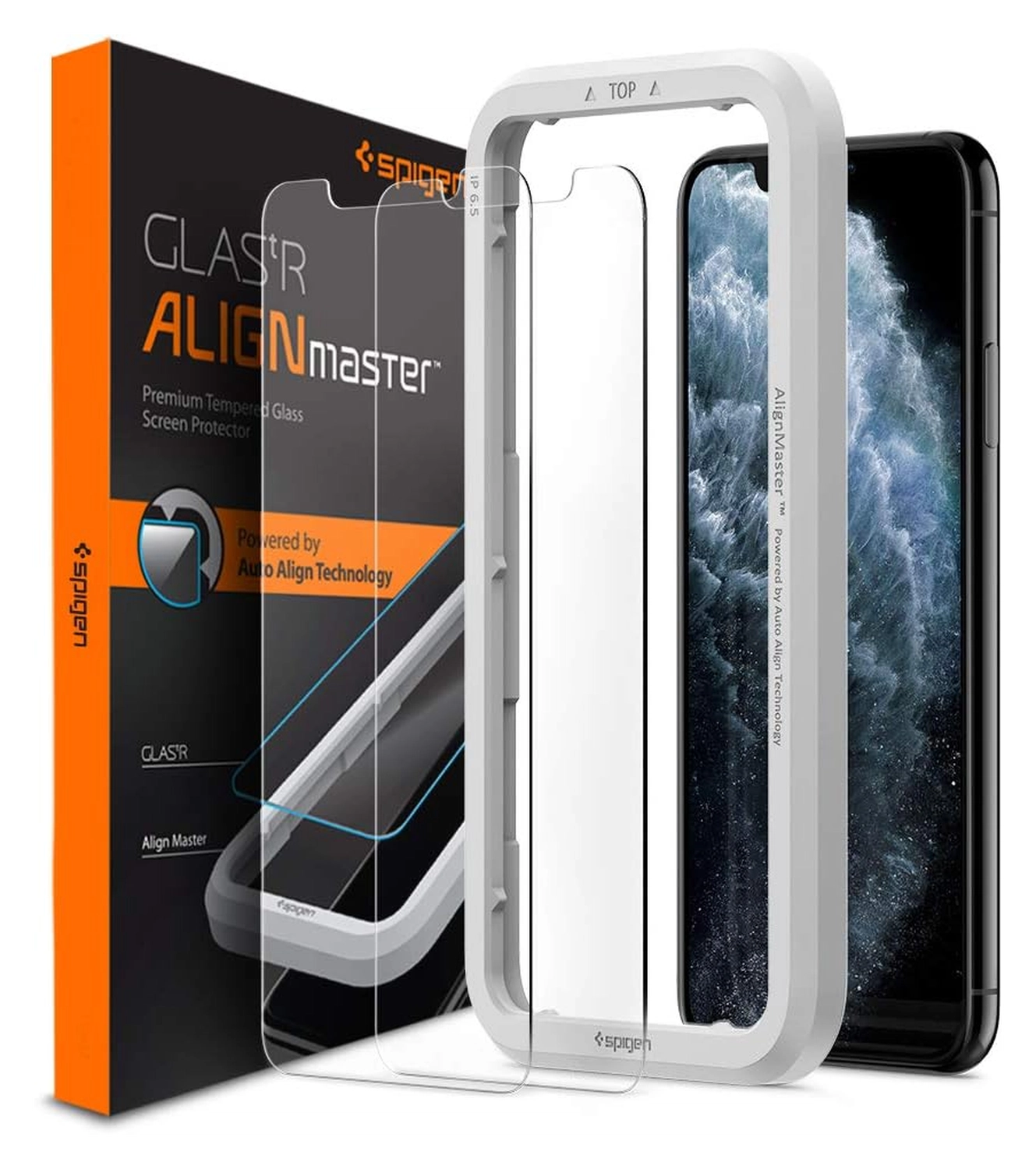 Spigen AlignMaster iPhone 11 Pro/XS/X Screen Protector Tempered Glass (2-Pack) afbeelding 1