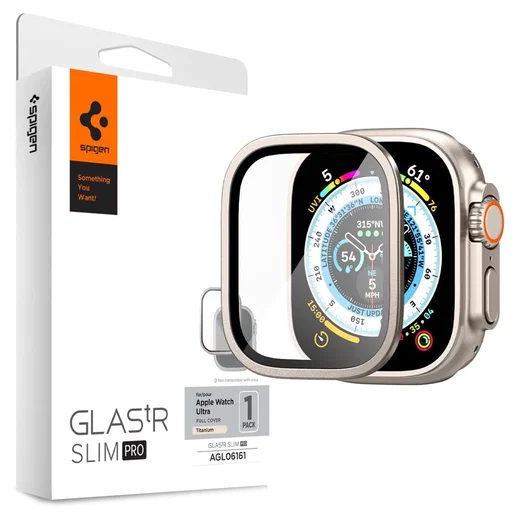 Spigen Glas.tR Slim Pro - Apple Watch Ultra 3/2/1 Screen Protector - Titanium afbeelding 1
