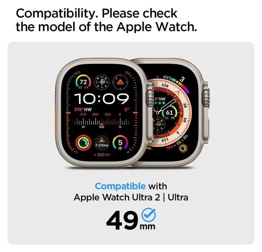 Spigen Glas.tR Slim Pro - Apple Watch Ultra 3/2/1 Screen Protector - Titanium afbeelding 2