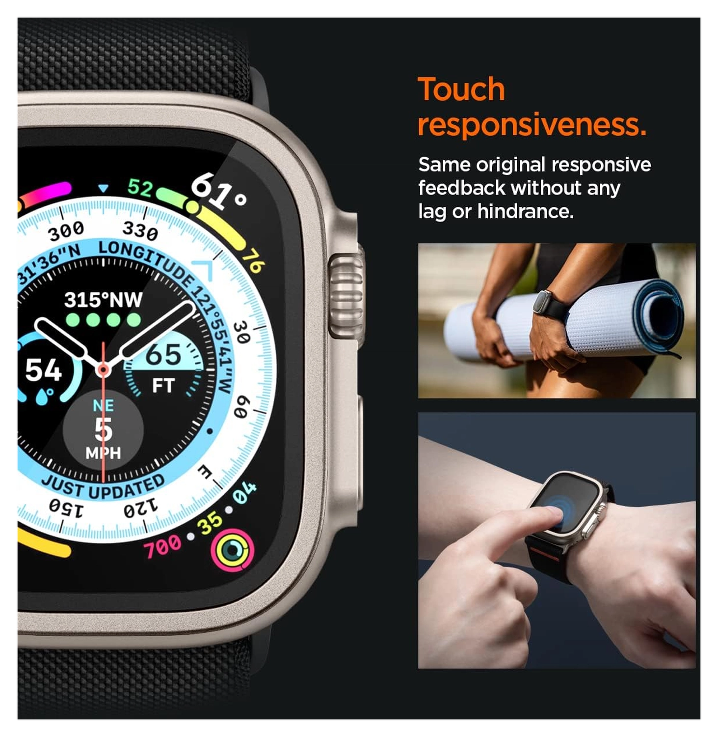 Spigen Glas.tR Slim Pro - Apple Watch Ultra 3/2/1 Screen Protector - Titanium afbeelding 3