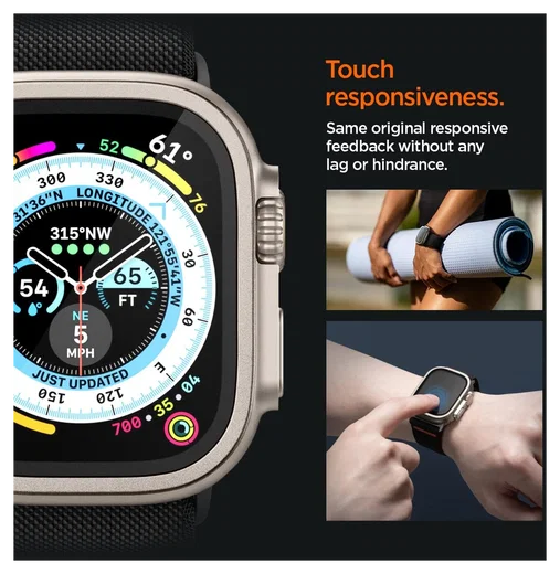 Spigen Glas.tR Slim Pro - Apple Watch Ultra 3/2/1 Screen Protector - Titanium afbeelding 3