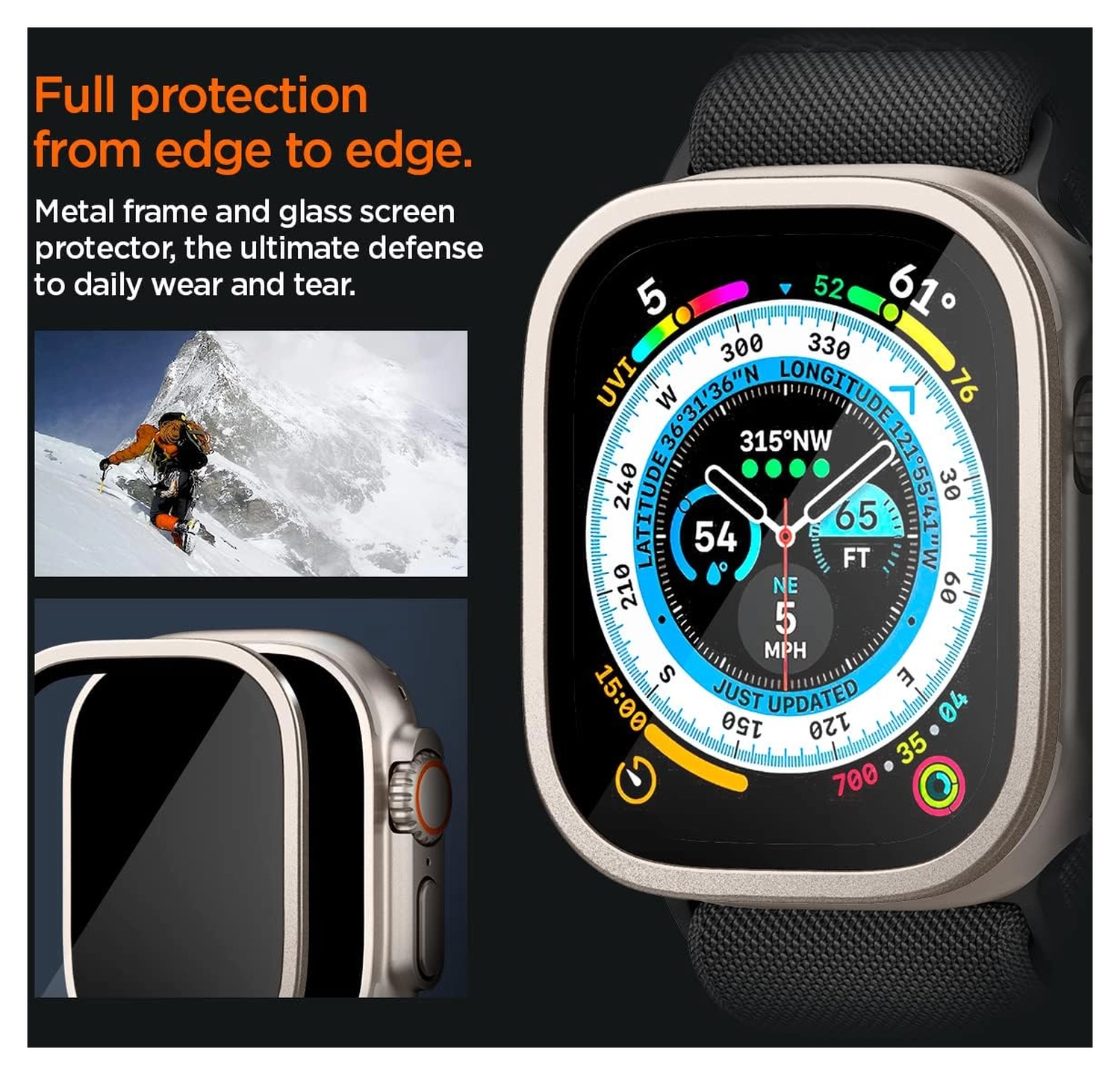 Spigen Glas.tR Slim Pro - Apple Watch Ultra 3/2/1 Screen Protector - Titanium afbeelding 4
