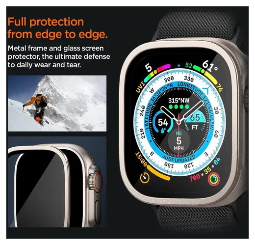 Spigen Glas.tR Slim Pro - Apple Watch Ultra 3/2/1 Screen Protector - Titanium afbeelding 4