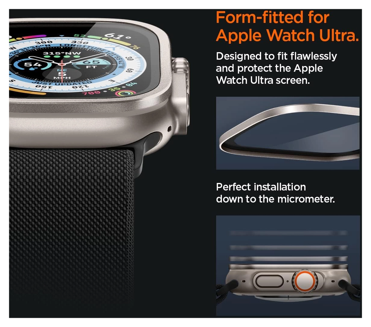 Spigen Glas.tR Slim Pro - Apple Watch Ultra 3/2/1 Screen Protector - Titanium afbeelding 5