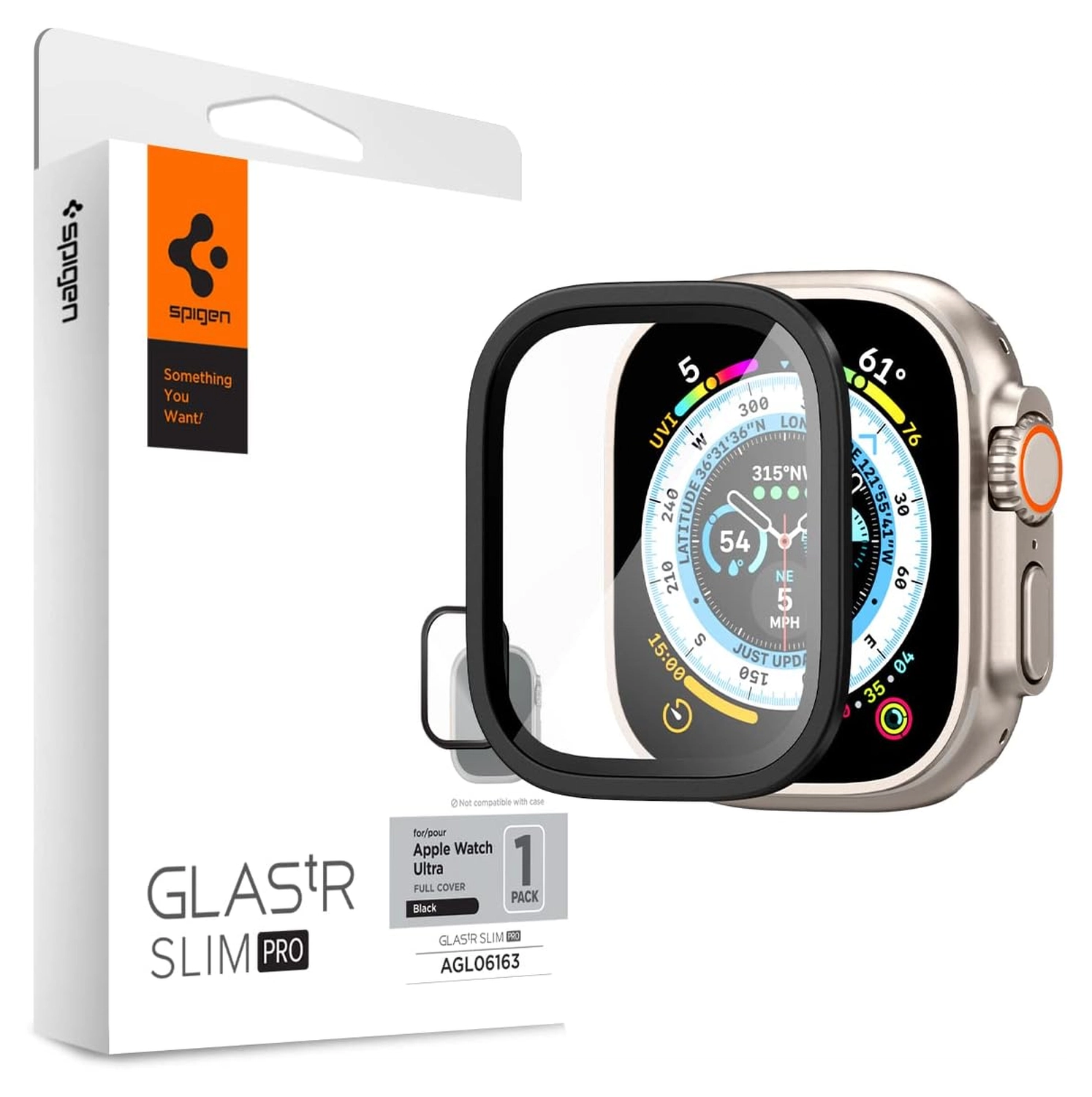 Spigen Glas.tR Slim Pro - Apple Watch Ultra 3/2/1 Screen Protector - Zwart afbeelding 1