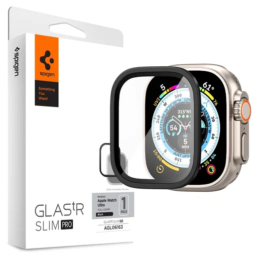 Spigen Glas.tR Slim Pro - Apple Watch Ultra 3/2/1 Screen Protector - Zwart afbeelding 1