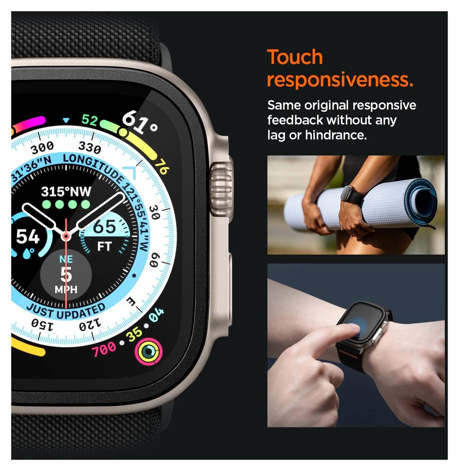 Spigen Glas.tR Slim Pro - Apple Watch Ultra 3/2/1 Screen Protector - Zwart afbeelding 3