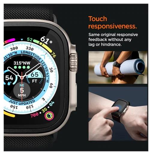 Spigen Glas.tR Slim Pro - Apple Watch Ultra 3/2/1 Screen Protector - Zwart afbeelding 3