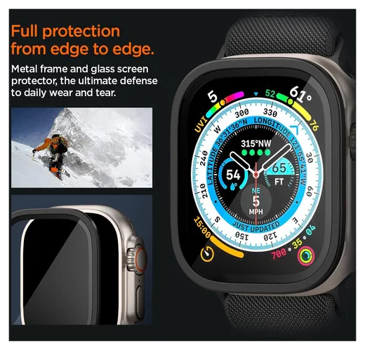 Spigen Glas.tR Slim Pro - Apple Watch Ultra 3/2/1 Screen Protector - Zwart afbeelding 4