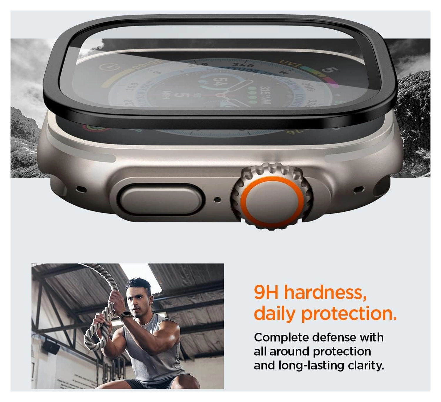 Spigen Glas.tR Slim Pro - Apple Watch Ultra 3/2/1 Screen Protector - Zwart afbeelding 6