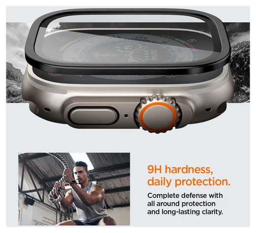 Spigen Glas.tR Slim Pro - Apple Watch Ultra 3/2/1 Screen Protector - Zwart afbeelding 6