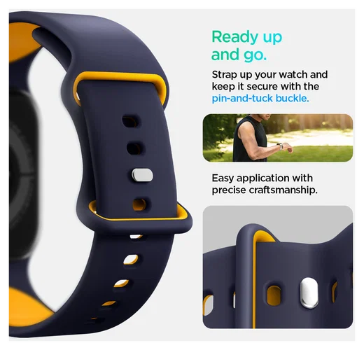 Spigen - Apple Watch 1-10/SE/Ultra Bandje - 49/46/45/44/42MM Bandje - Blauw afbeelding 2