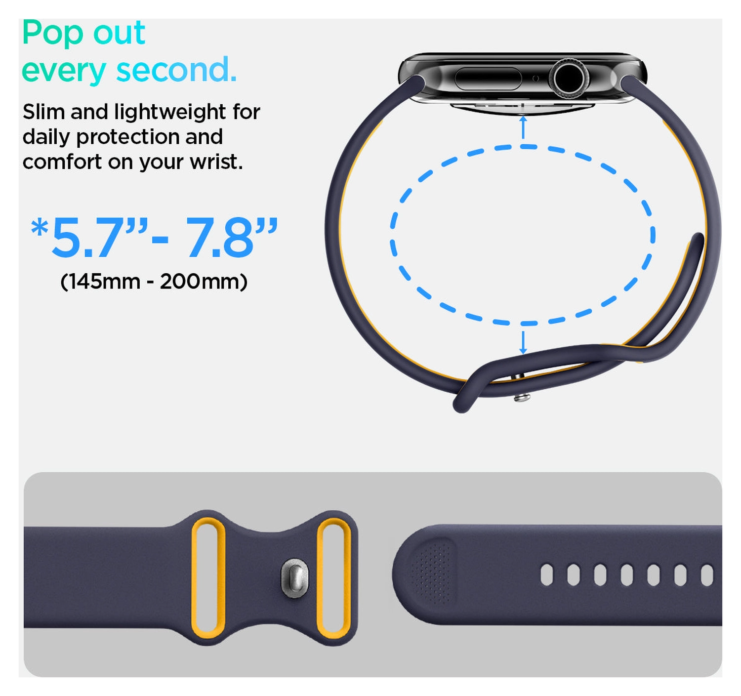 Spigen - Apple Watch 1-10/SE/Ultra Bandje - 49/46/45/44/42MM Bandje - Blauw afbeelding 5