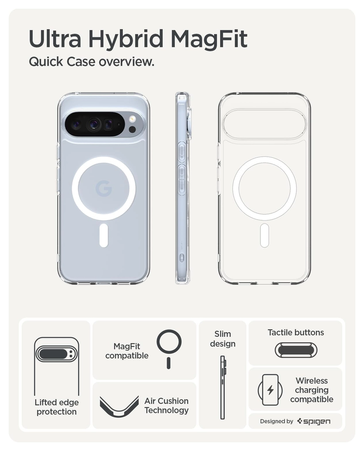 Spigen Ultra Hybrid MagFit Google Pixel 10 / 10 Pro Hoesje MagSafe Clear Wit afbeelding 7