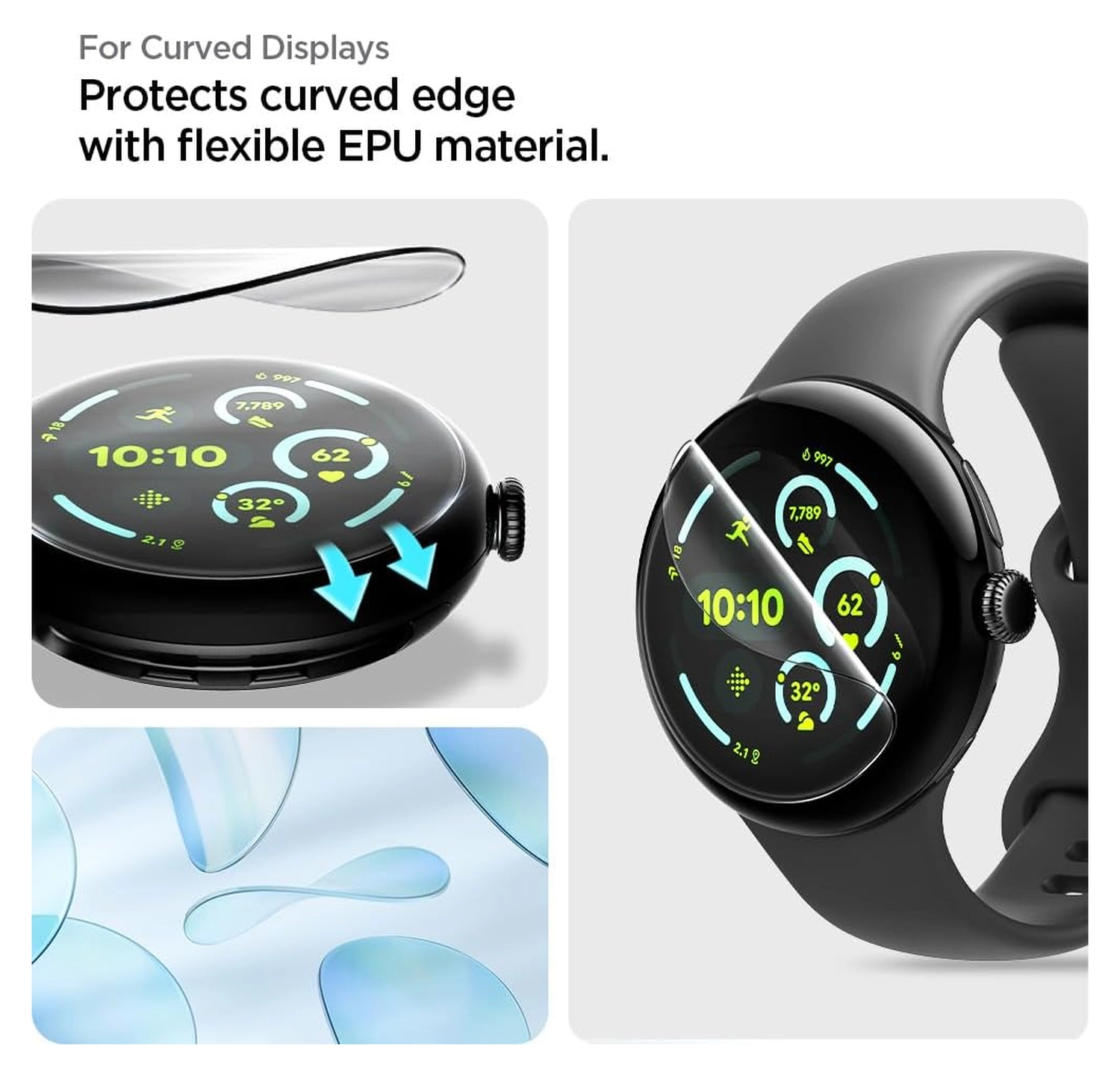 Spigen Eliteshield EZ Fit - Google Pixel Watch 4/3 41MM Screen Protector 2-Pack afbeelding 4