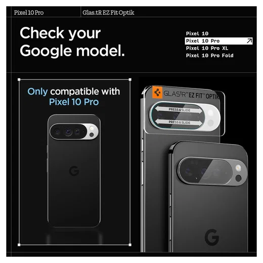Spigen EZ Fit Optik Pro Google Pixel 10 Pro Camera Lens Protector Clear (2-Pack) afbeelding 2