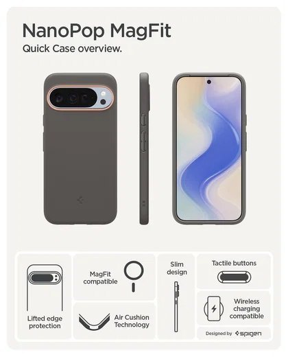 Spigen Nano Pop MagFit Google Pixel 10 Pro XL Hoesje MagSafe Back Cover Grijs afbeelding 3