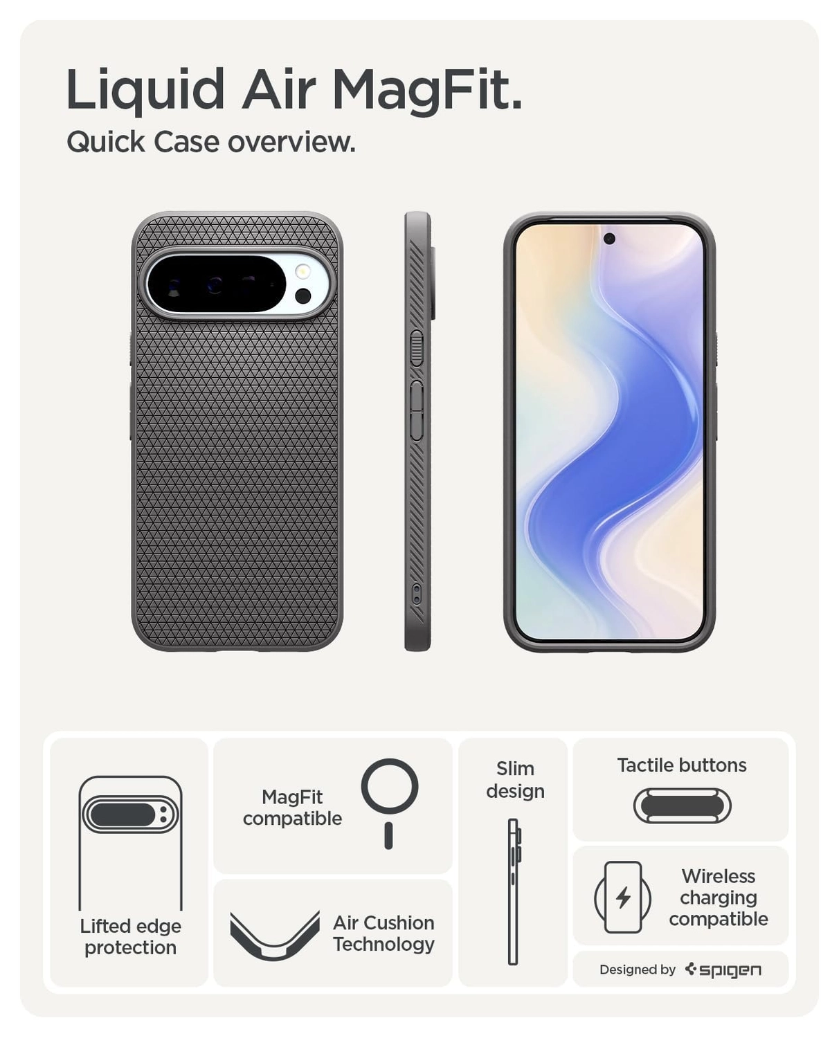 Spigen Liquid Air MagFit Google Pixel 10 Pro XL Hoesje MagSafe Back Cover Grijs afbeelding 3