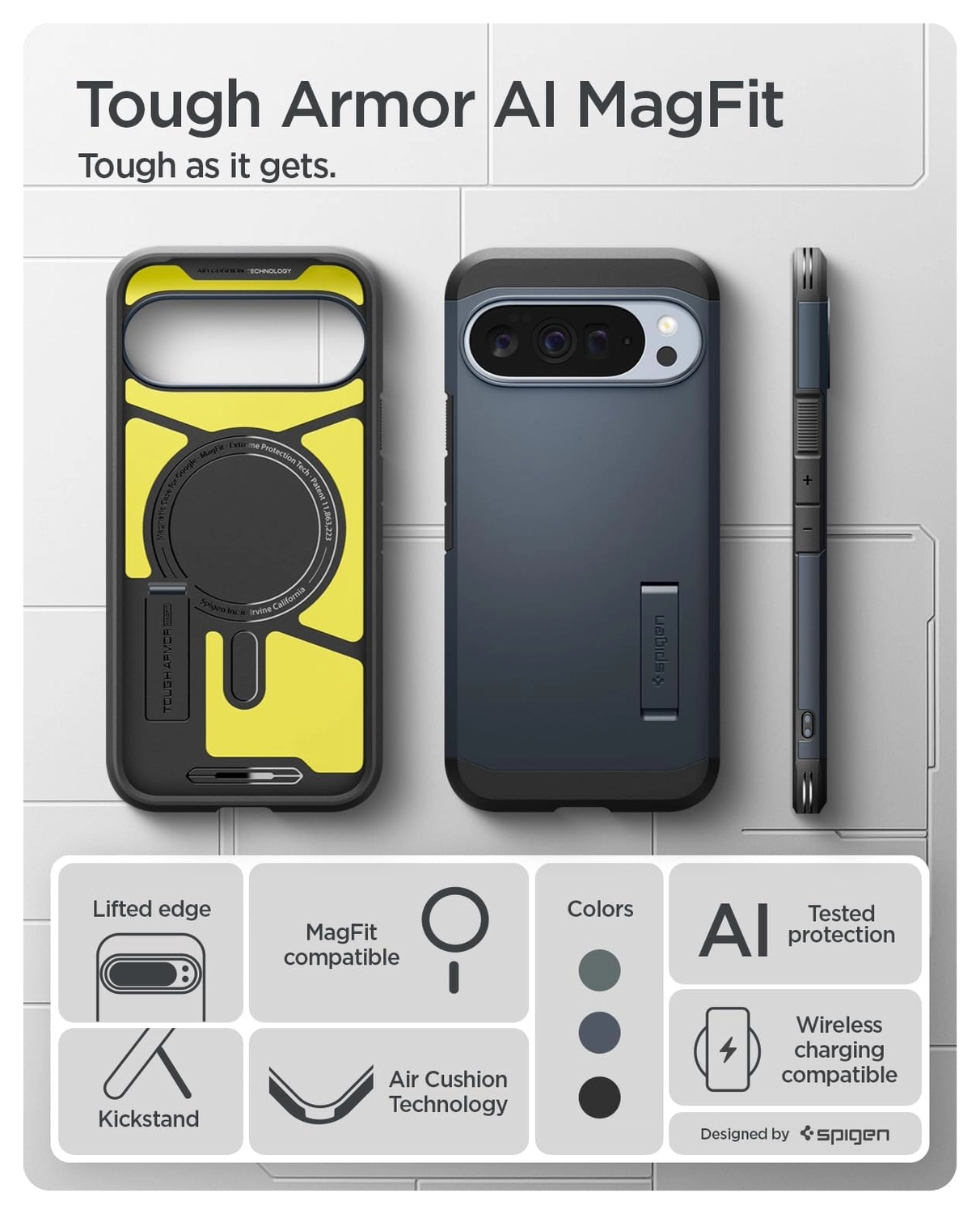 Spigen Tough Armor Google Pixel 10 / 10 Pro Hoesje MagSafe Metal Slate afbeelding 5